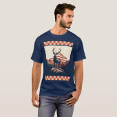 山脈アメリカ国旗ロックカモフラージュ鹿のピークf tシャツ (正面フル)