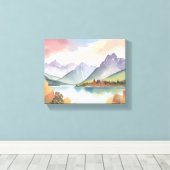 山脈 | エアリー自然水彩風景 キャンバスプリント (インサイチュ (ウッドフロア))