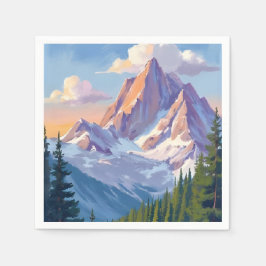 山脈 水彩 自然 絵画 スタンダードカクテルナプキン