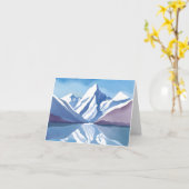 山脈 | 青 水彩風景 カード (黄色い花)