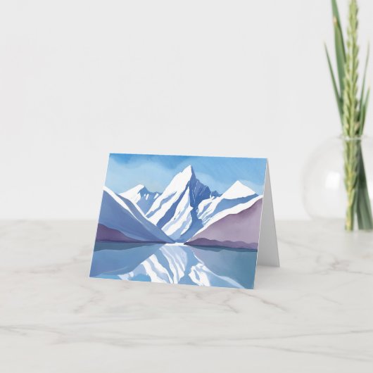 山脈 | 青 水彩風景 カード (正面)