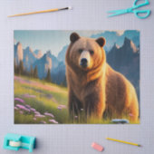 山腹のグリズリーベア 薄葉紙 (クラフト)