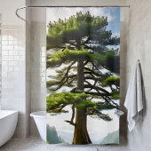 山腹の風景パインツリー風景装飾 シャワーカーテン