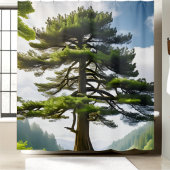 山腹の風景パインツリー風景装飾 シャワーカーテン
