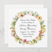 山腹ワイルドフラワーウォータカラ結婚ーの セーブザデート (正面/裏面)