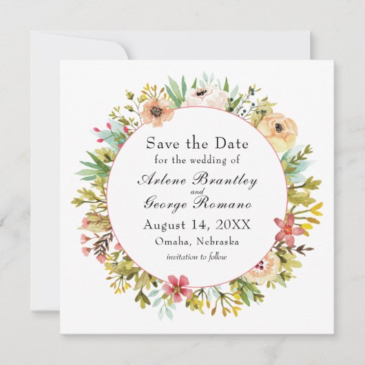 山腹ワイルドフラワーウォータカラ結婚ーの セーブザデート (正面)