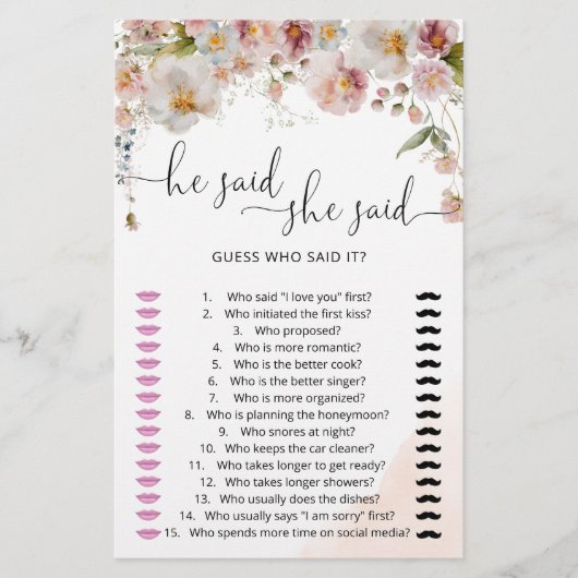 山花が彼女がブライダルシャワーの試合を言った (正面)