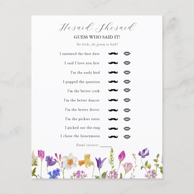 山花と言って、彼女はブライダルシャワーゲームを言った (正面)