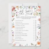 山花と言って、彼女はブライダルシャワーゲームを言った 招待状 (正面)