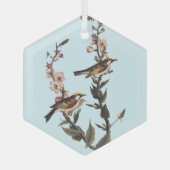 山花に咲く栗の鳥 ガラスオーナメント (正面)