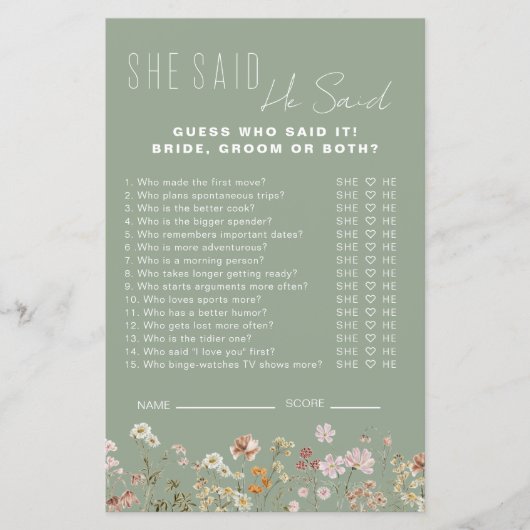 山花のブライダルシャワーは彼女がゲームを言った (正面)