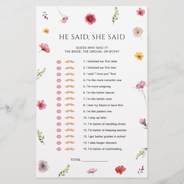 山花のブライダルシャワーは彼女がゲームを言った (正面)