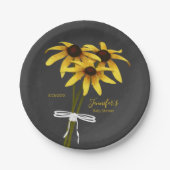 山花の束ブラックアイドスーザンベイビーシャワー ペーパープレート (正面)