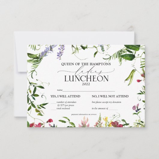 山花エレガントチャリティランチ 出欠カード (正面)