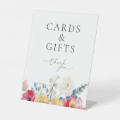 山花カラフルの結婚式のカードと贈り物 台座サイン (正面)