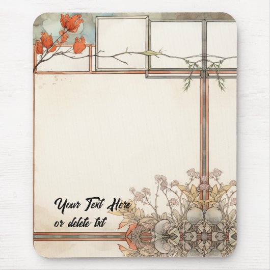 山花書三つ花紅花 マウスパッド (正面)