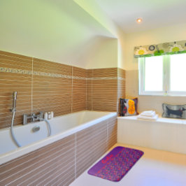 山花模様のポピー紫色のバスマット バスマット