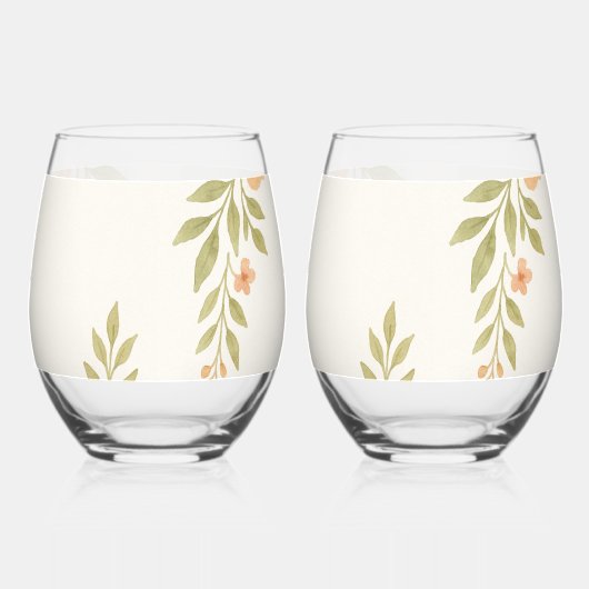 山花素朴エッチング結婚ガラス ステムなしワイングラス (左)