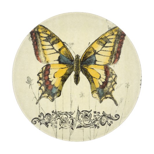 山花飾り蝶 カッティングボード (正面)