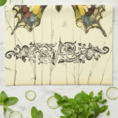 山花飾り蝶 キッチンタオル (折り畳み)