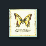 山花飾り蝶 キャンバスプリント<br><div class="desc">明るい色の装飾的な蝶がジェニファー・ゴルドバーガーの作品の主題である。巨大な描蝶の横と下に野草がある。美しいパステル縁どがシーンを完成させる。今日はプリントだ！</div>