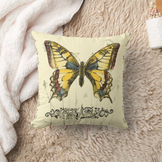 山花飾り蝶 クッション (ブランケット)