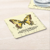 山花飾り蝶 スクエアペーパーコースター (アングル)