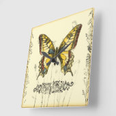 山花飾り蝶 スクエア壁時計 (傾斜)