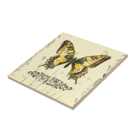 山花飾り蝶 タイル (側面)