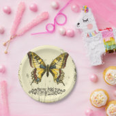 山花飾り蝶 ペーパープレート (パーティー)