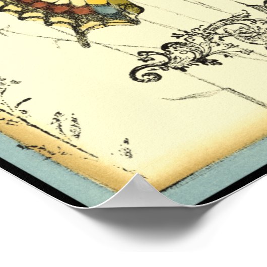 山花飾り蝶 ポスター (角)