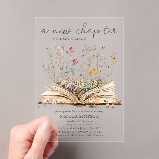 山花 | ブックテーマベビーシャワー アクリル招待状 (インサイチュ (ポータブル))