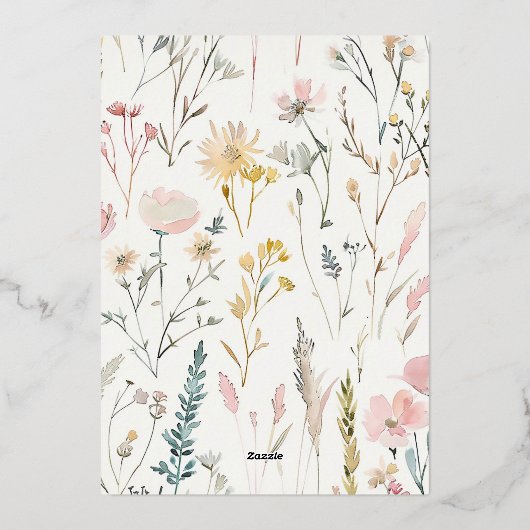 山花 |本テーマベビーシャワー招待状 箔招待状 (裏面)