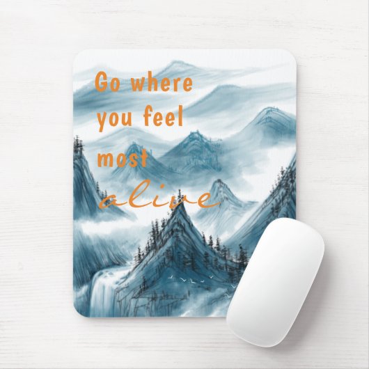 山芸術的絵画のインスパイア引用文ブルーM マウスパッド (マウス)