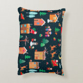 山荘での幸せなクリスマスタイムのシームレスなパターン アクセントクッション (裏面(縦))