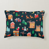 山荘での幸せなクリスマスタイムのシームレスなパターン アクセントクッション (裏面)
