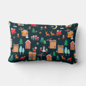 山荘での幸せなクリスマスタイムのシームレスなパターン ランバークッション (裏面)