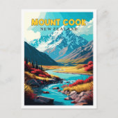 山調理師ニュージーランドヴィンテージ旅行イラストレーション ポストカード (正面)