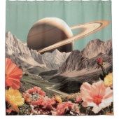 山谷上の超現実的な土星 シャワーカーテン (正面)