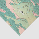 山越えの鶴のヴィンテージ日本の図 薄葉紙 (詳細)