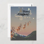 山越飛んでいるしにトナカイ ポストカード (正面/裏面)