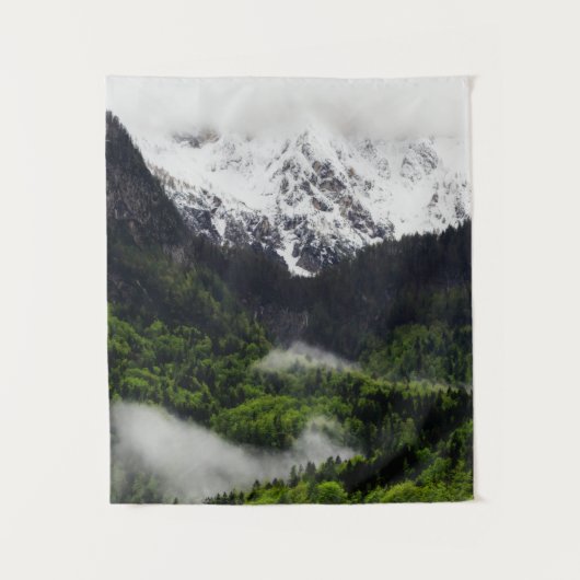 山転が下の森を霧が抜ける タペストリー (正面)