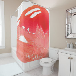 山道のスキー浴室 シャワーカーテン