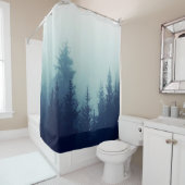 山道の松林の霧カラー シャワーカーテン (インサイチュ)
