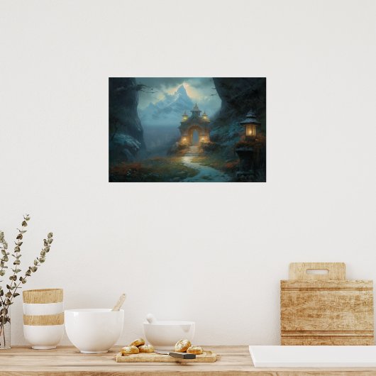 山道の聖門への曲がりくねった道 ポスター (キッチン)