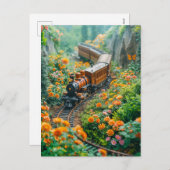 山道の鮮やか小型列車 シーズンポストカード (正面/裏面)