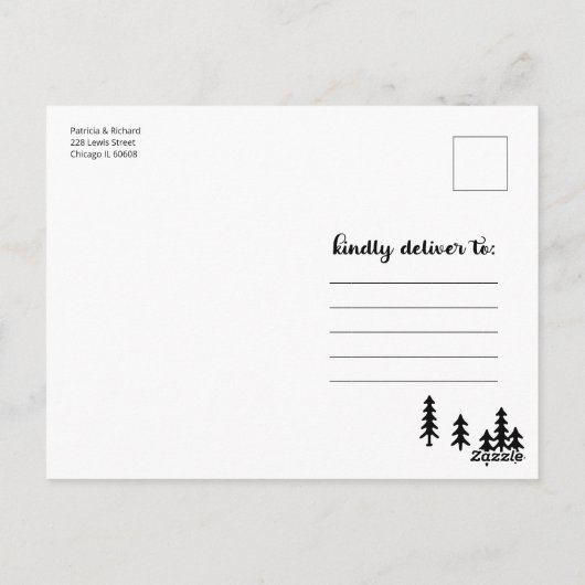 山野外素朴結婚式の日付を保存 ポストカード (裏面)