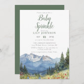 山野花素朴赤ちゃんシャワー散水 招待状 (正面/裏面)