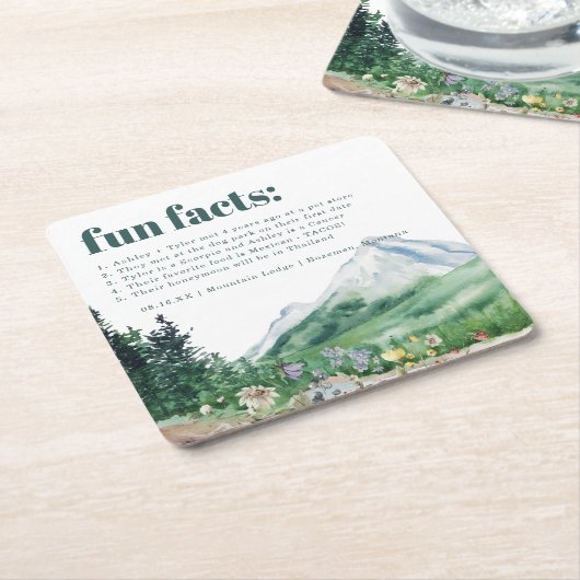 山野花 |おもしろいの結婚事実 スクエアペーパーコースター (アングル)