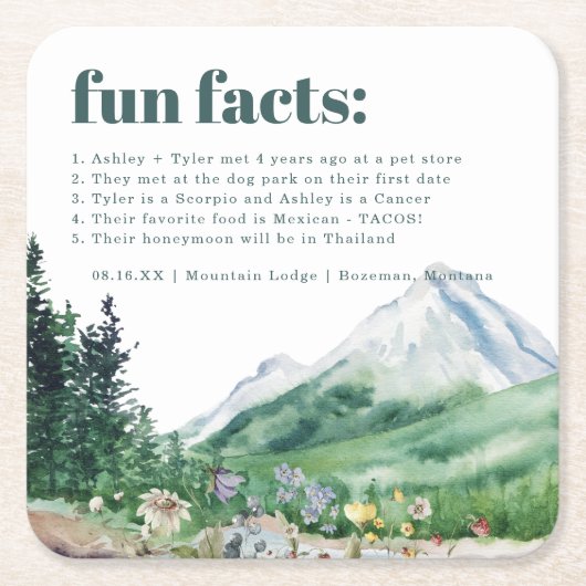 山野花 |おもしろいの結婚事実 スクエアペーパーコースター (正面)